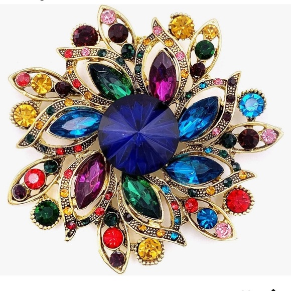 Multicolor Gemstone Brooch - Picture 1 of 4